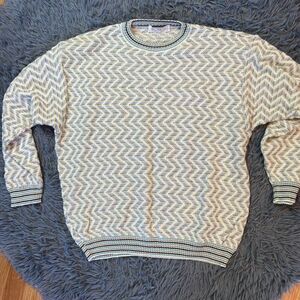 Vintage Pronto Uomo Multicolor Sweater Chevron Print Size L